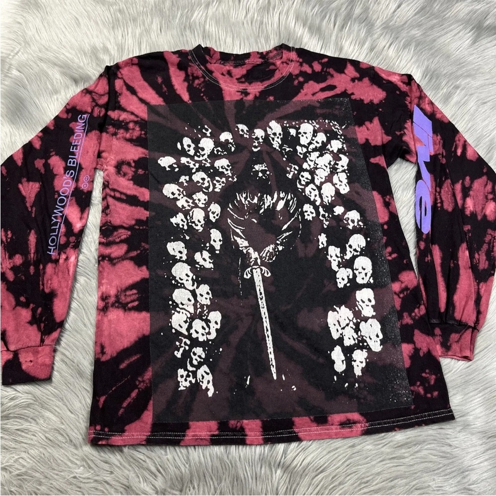 Post Malone 2019 Hollywoods Bleeding Tour Tie Dye Long Sleeve Shirt M